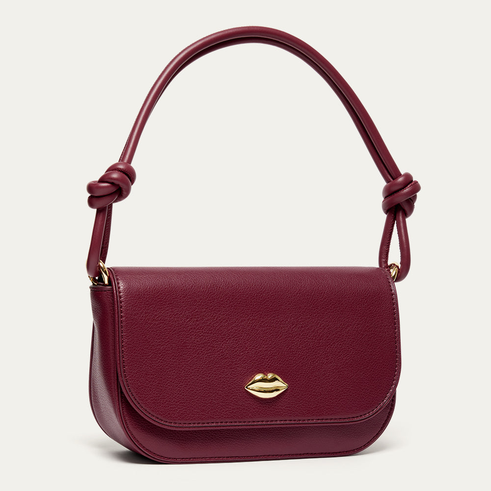 Garnet Red Cara Clutch Bag | Designer Leather Clutch Bags