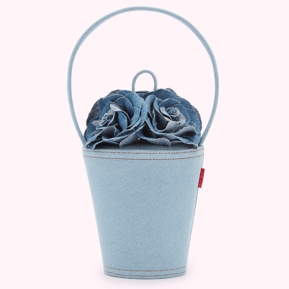 美品　LULU GUINNES ルルギネス　ハンドバック　バラ　ローズ　パーティ Denim Rose Basket Bag | Designer Handbags For Women | Lulu