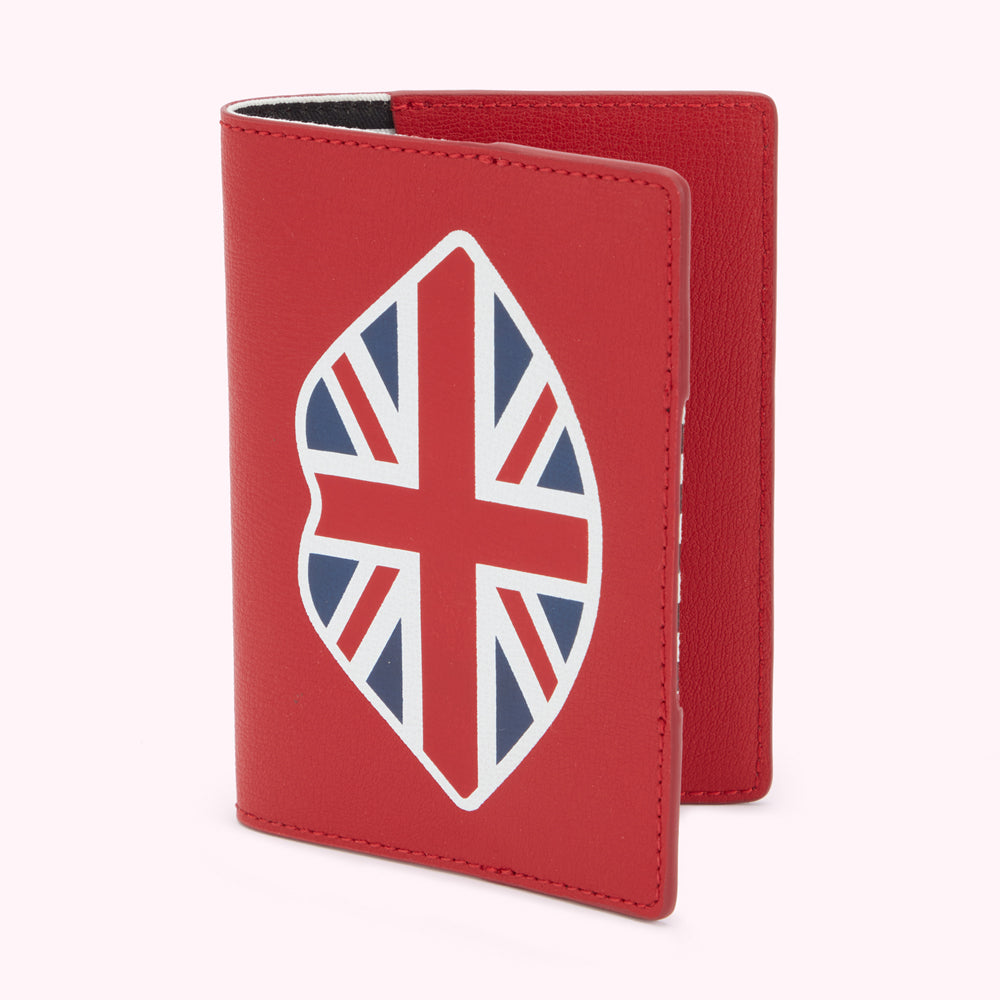 LULU RED UNION JACK LEATHER PASSPORT HOLDER