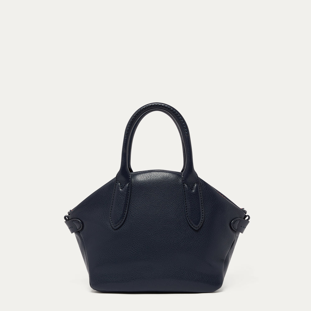 Navy Leather Simone Handheld Bag | Designer Leather Handbags