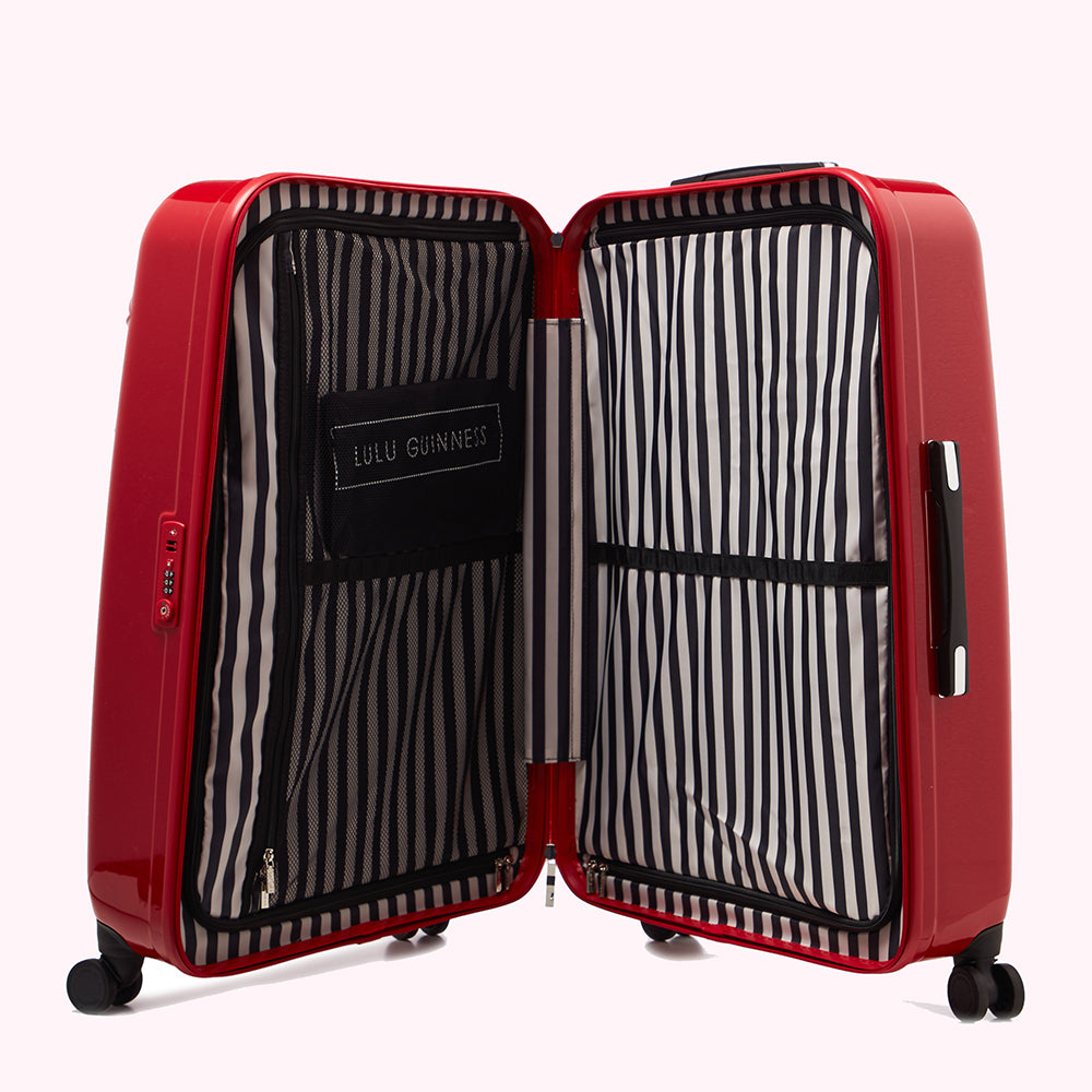 Red Lips Large Spinner Case | Designer Luggage