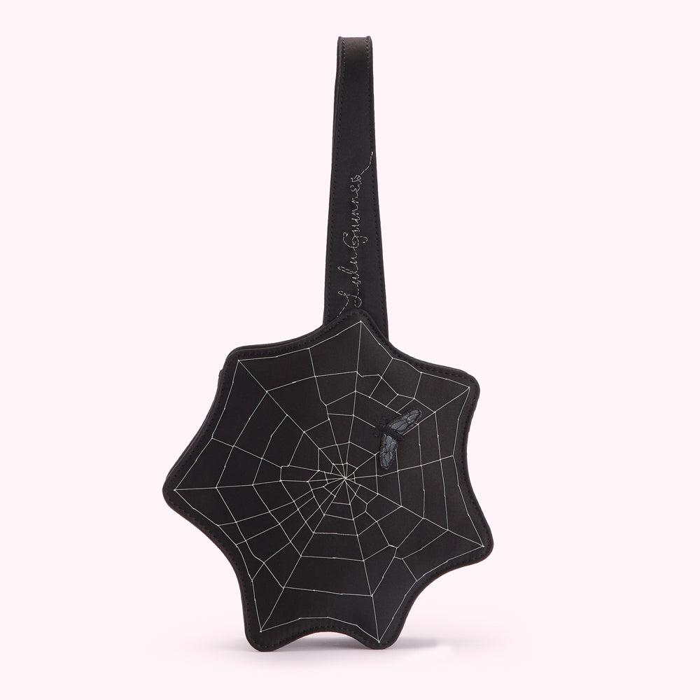 Black Satin Spiders Web Collectible Clutch Bag