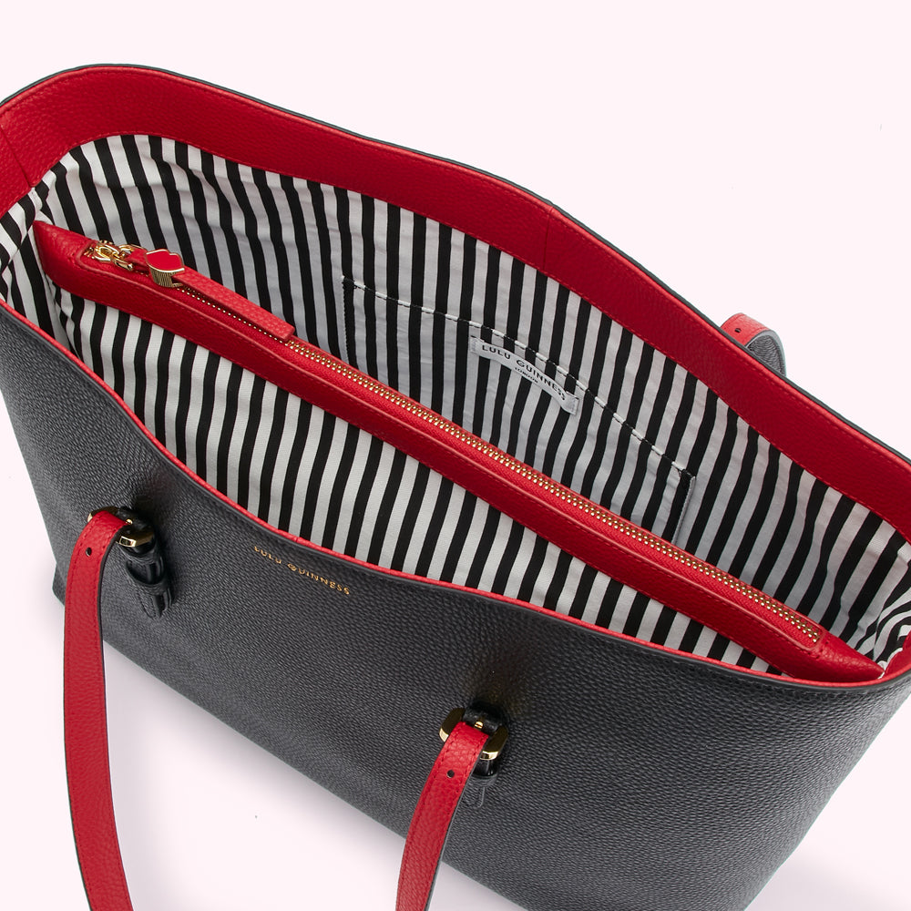 Black and red reversible tote clearance bag