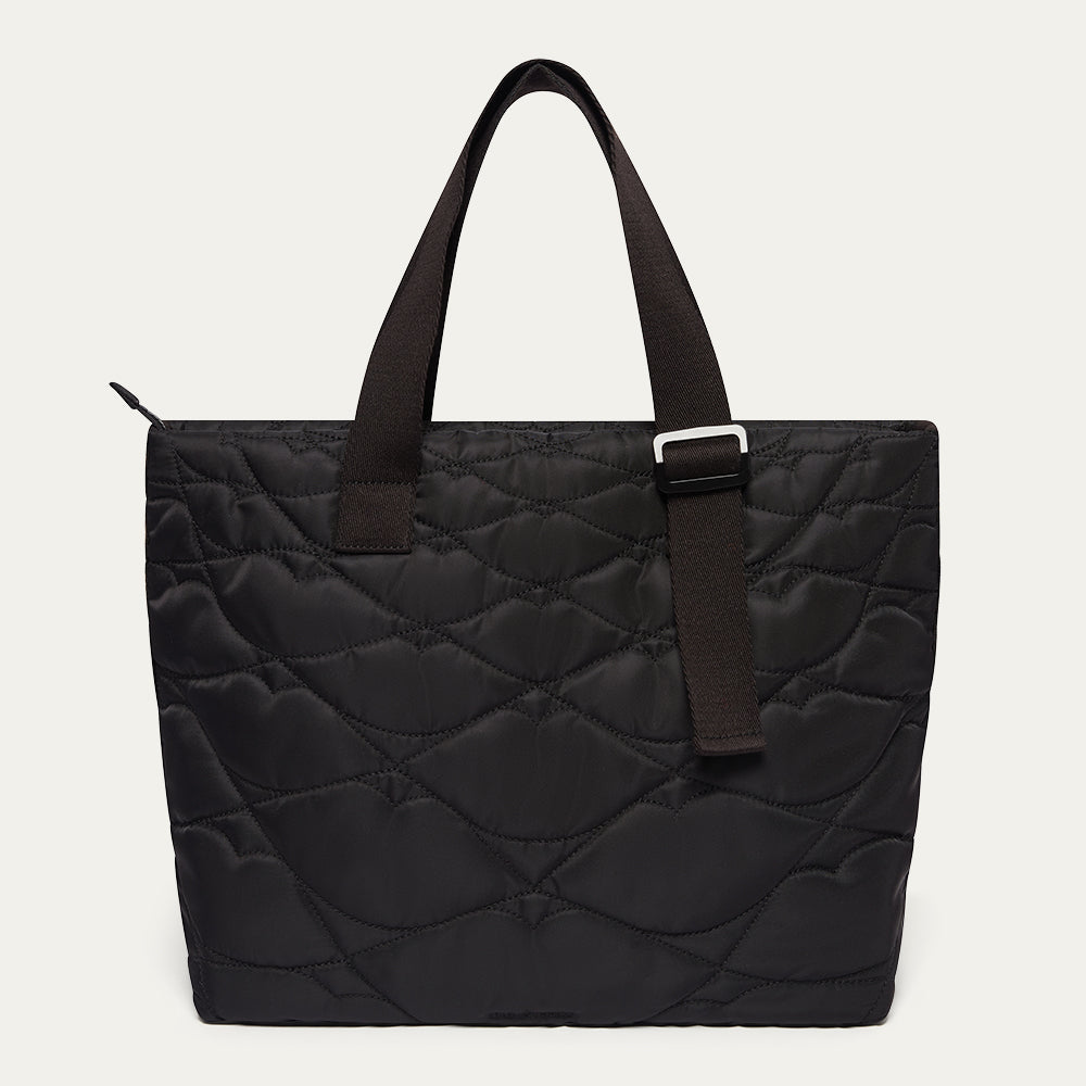 Black Quilted Lip Tote | Designer Tote Bag | Lulu Guinness