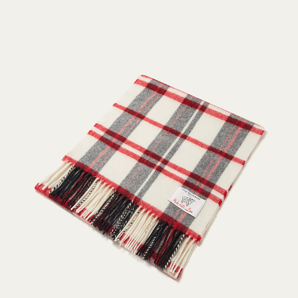 Lulu Tartan Large Wool Scarf | Lulu Guinness