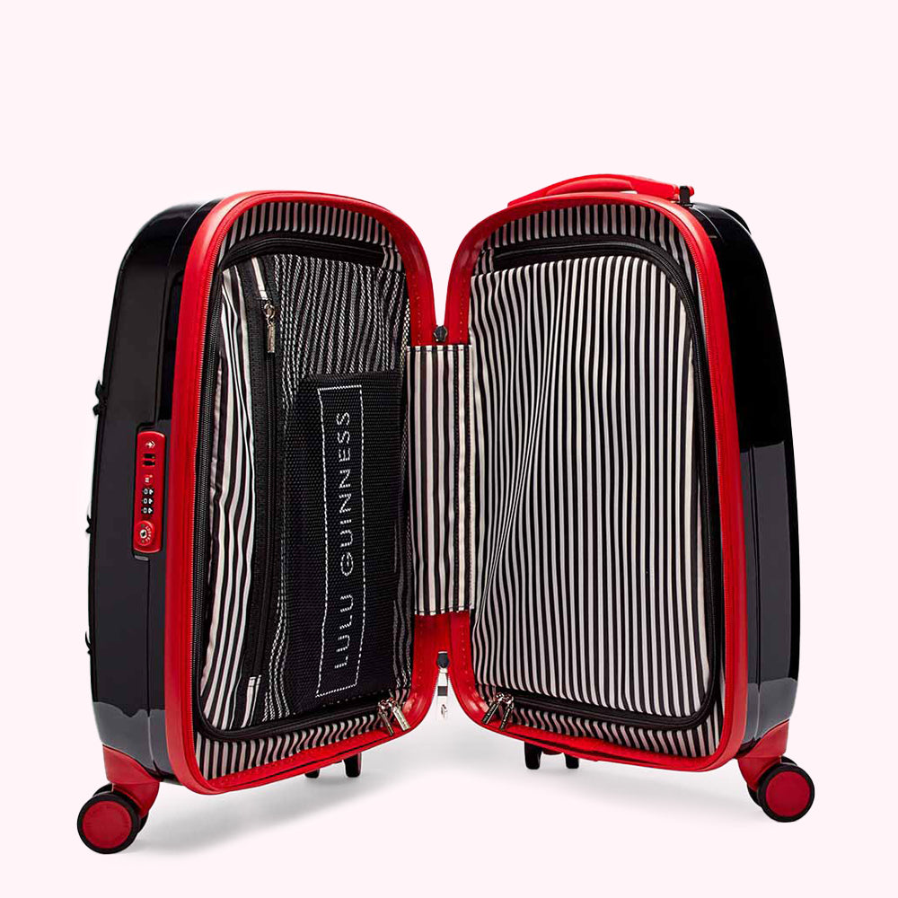 Black Lips Small Spinner Case | Designer Luggage