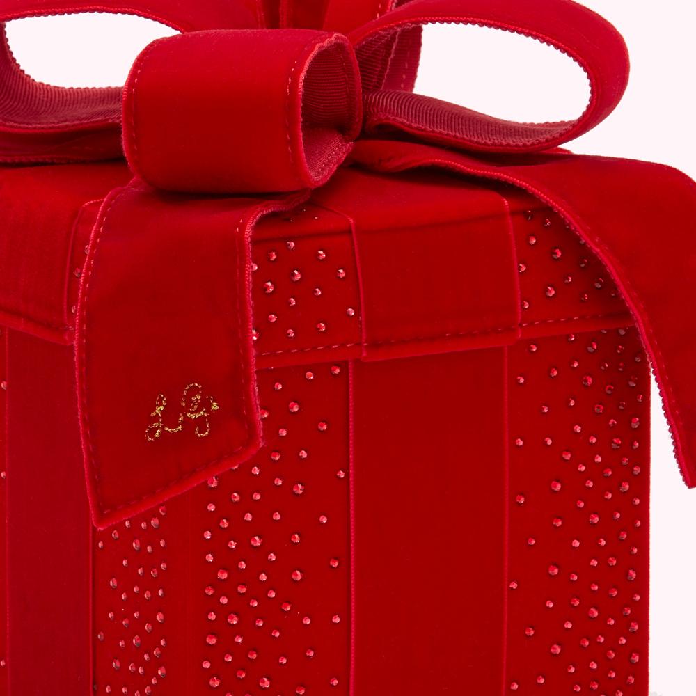 LULU GUINNESS スワロフスキークリスタル付きシェルクラッチ Lulu Red Present Clutch Bag with Swarovski Crystals