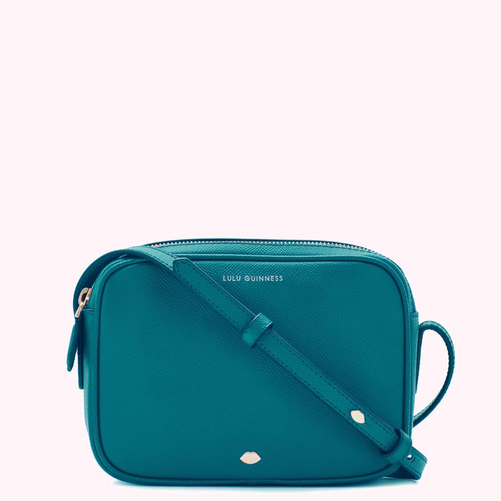 Teal Lulu Guinness crossbody bag.