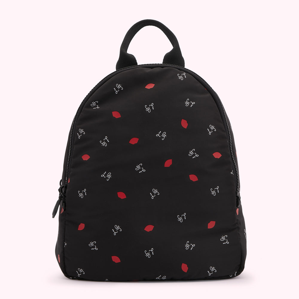 BLACK MULTI LG LIP PRINT SADIE BACKPACK