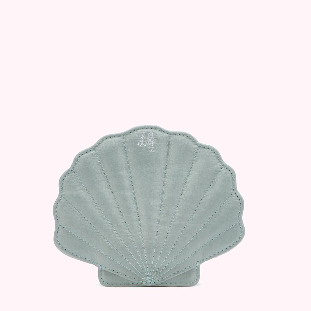 AQUA SHELL SATIN FRAMED PURSE