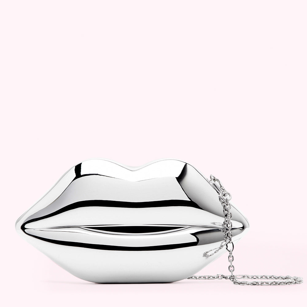 Silver Lips Medium Clutch Bag | Lulu Guinness