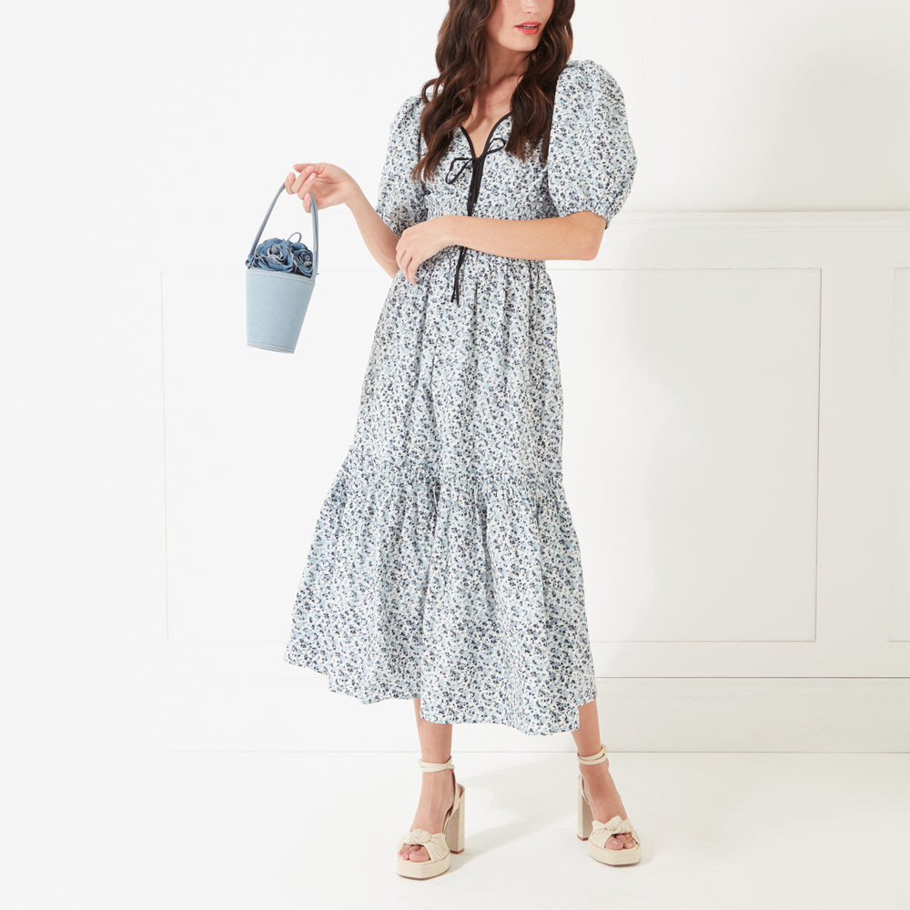 DENIM ROSE BASKET BAG