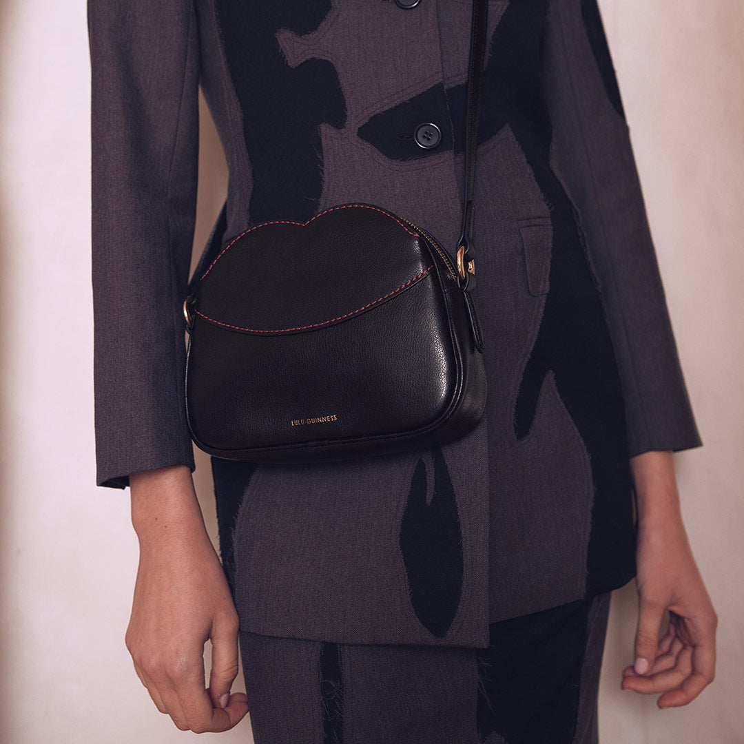 BLACK LEATHER BABY CROSSBODY BAG