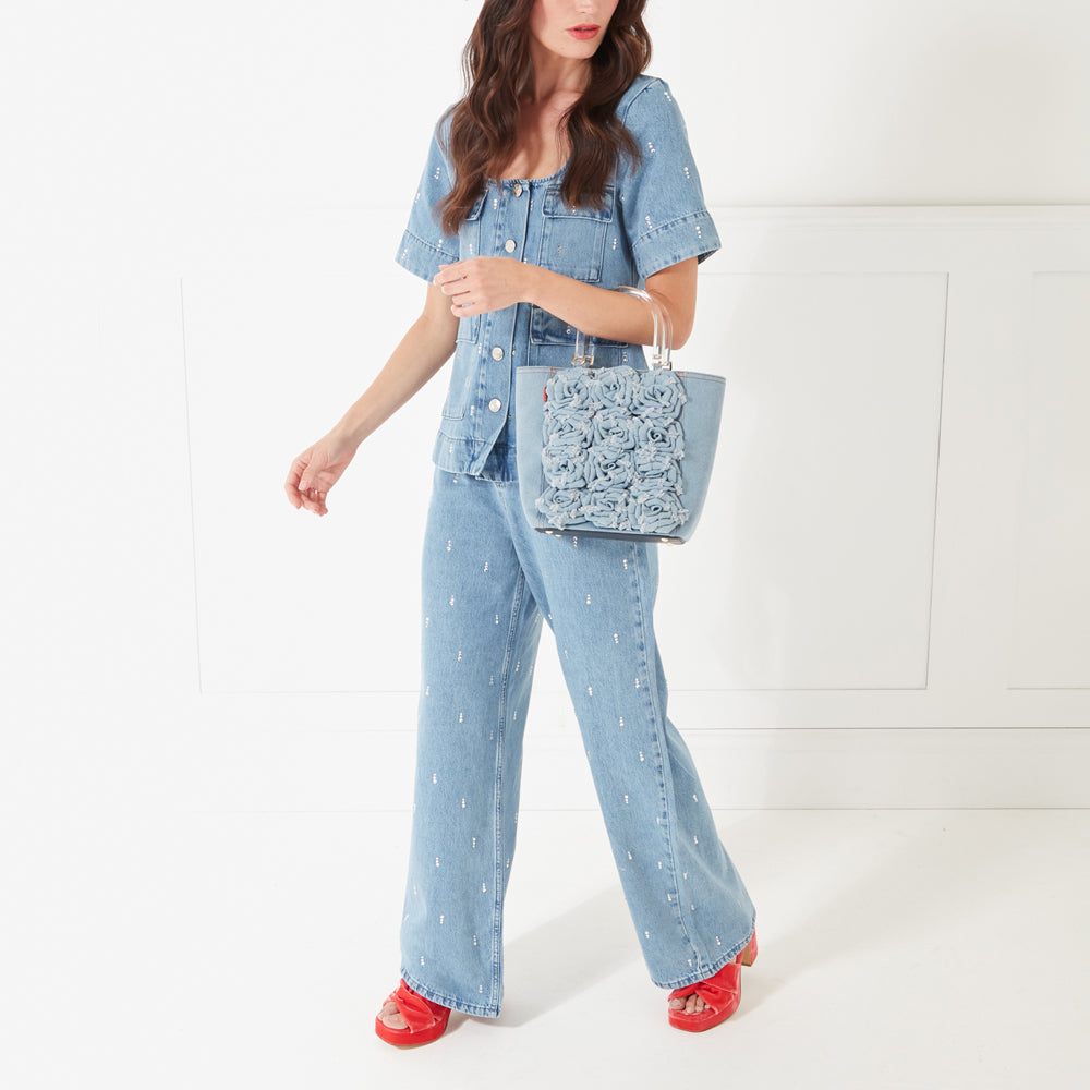 DENIM ROSES BIBI TOTE