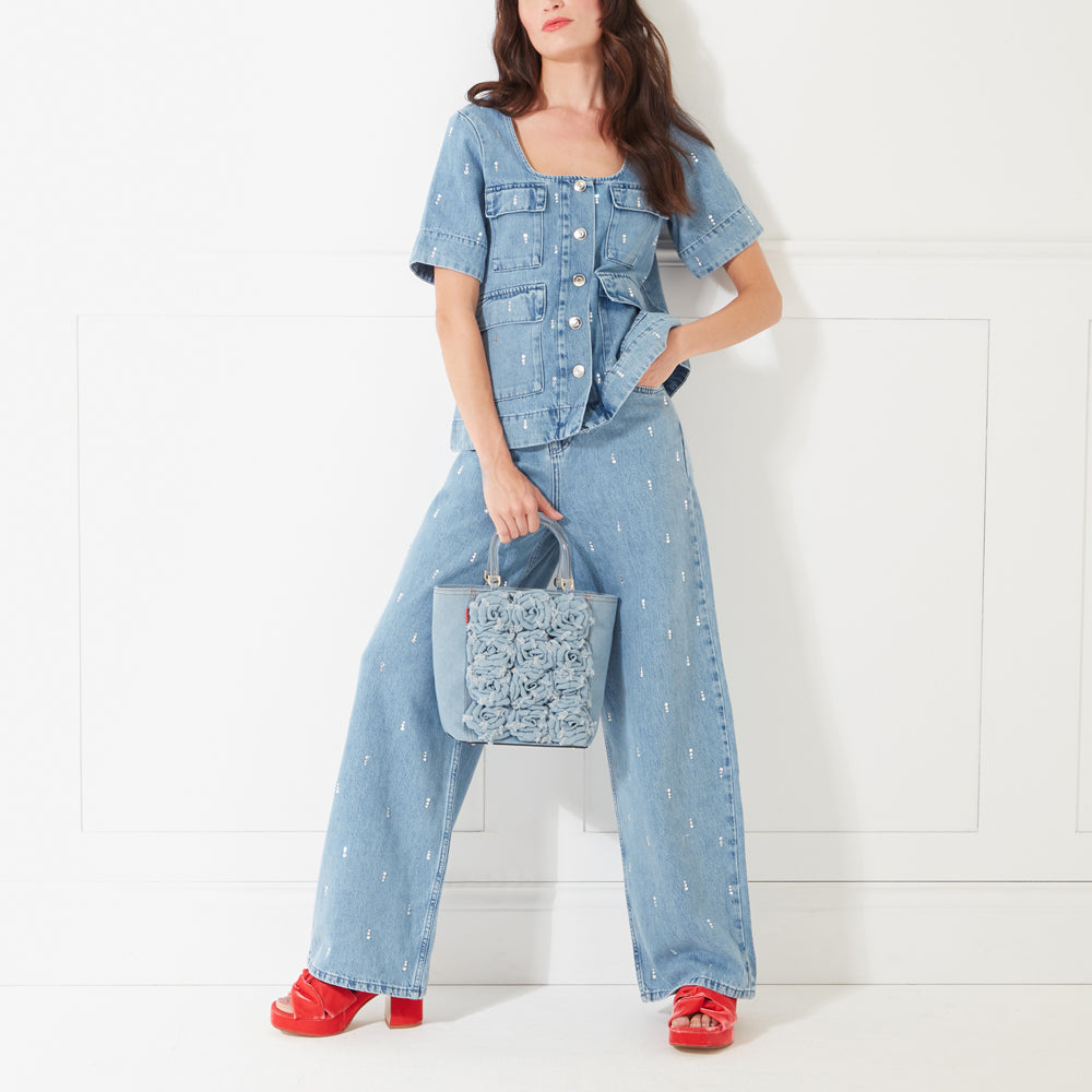 DENIM ROSES BIBI TOTE