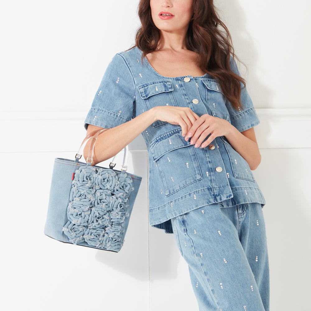 DENIM ROSES BIBI TOTE
