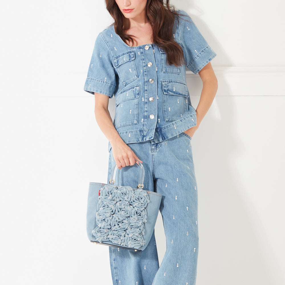 DENIM ROSES BIBI TOTE