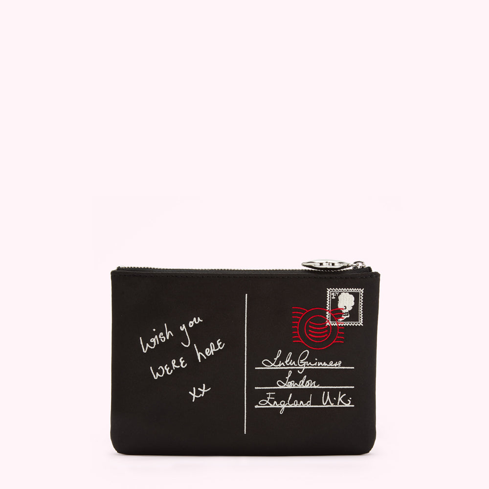 BLACK LULU MAIL ENVELOPE TOP ZIP POUCH