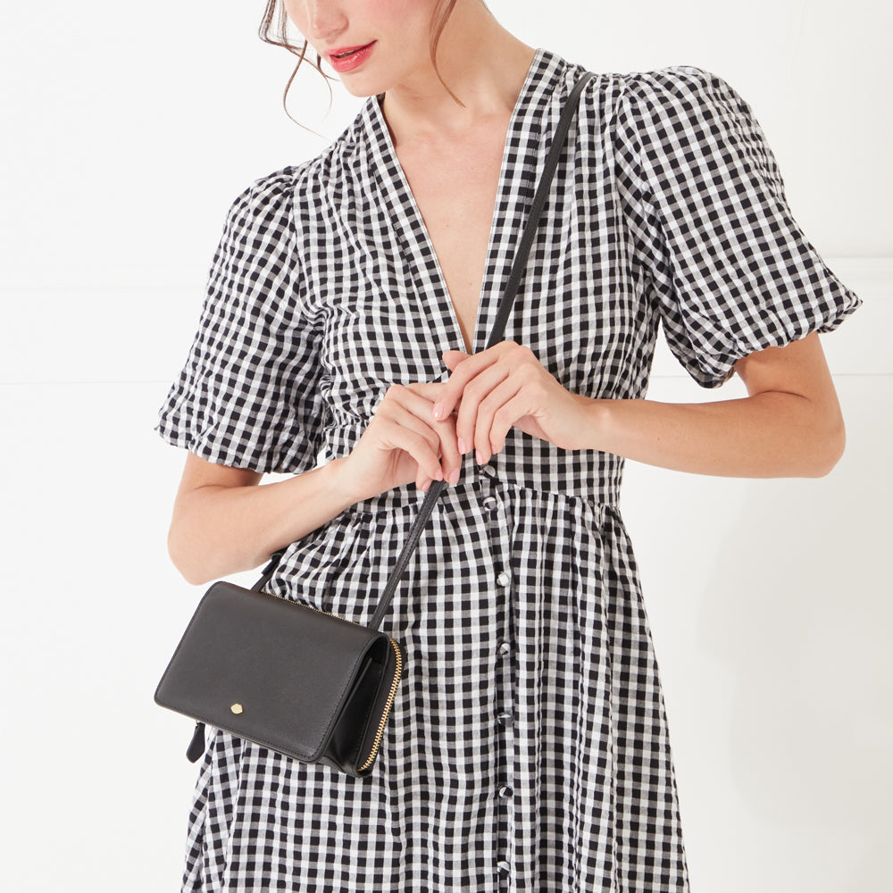 BLACK LEATHER DARIA CROSSBODY BAG