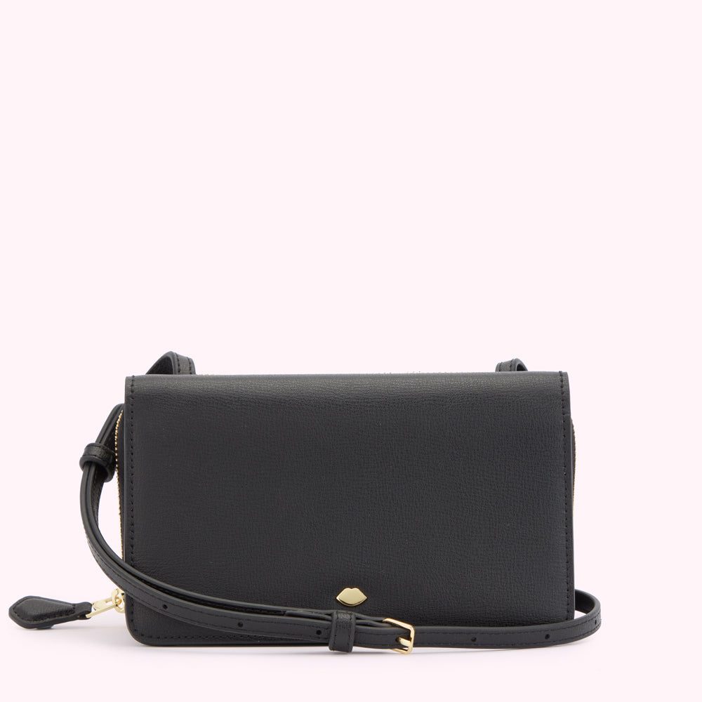 BLACK LEATHER DARIA CROSSBODY BAG