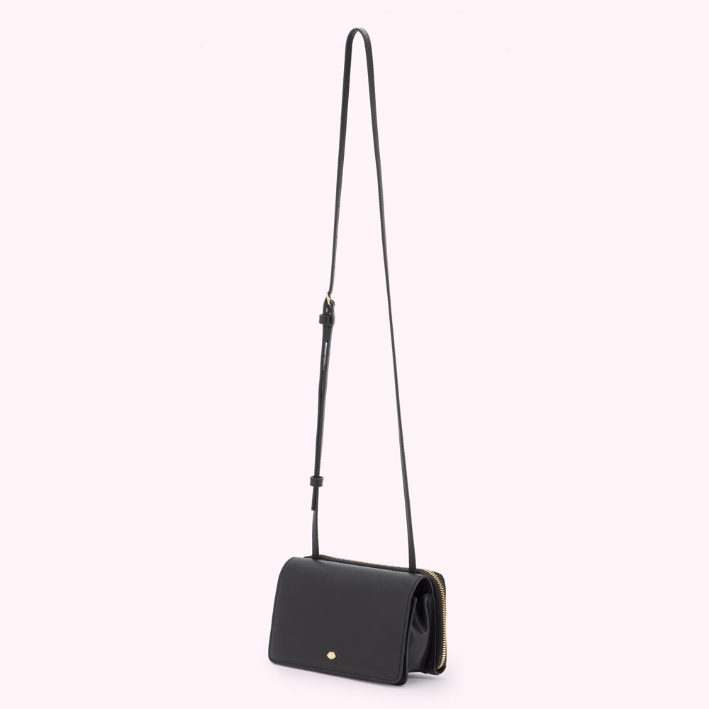 BLACK LEATHER DARIA CROSSBODY BAG