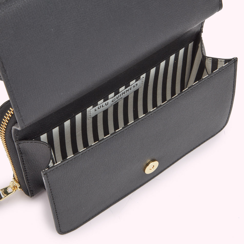BLACK LEATHER DARIA CROSSBODY BAG