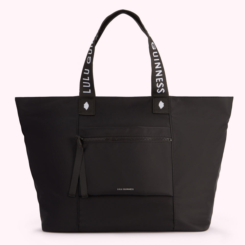 BLACK NYLON MACY TOTE BAG