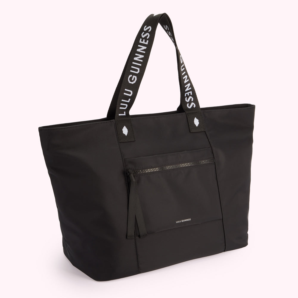 BLACK NYLON MACY TOTE BAG