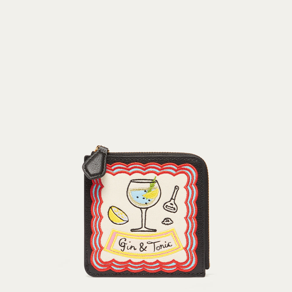 Coin purse with 'Gin & Tonic' design on a white background