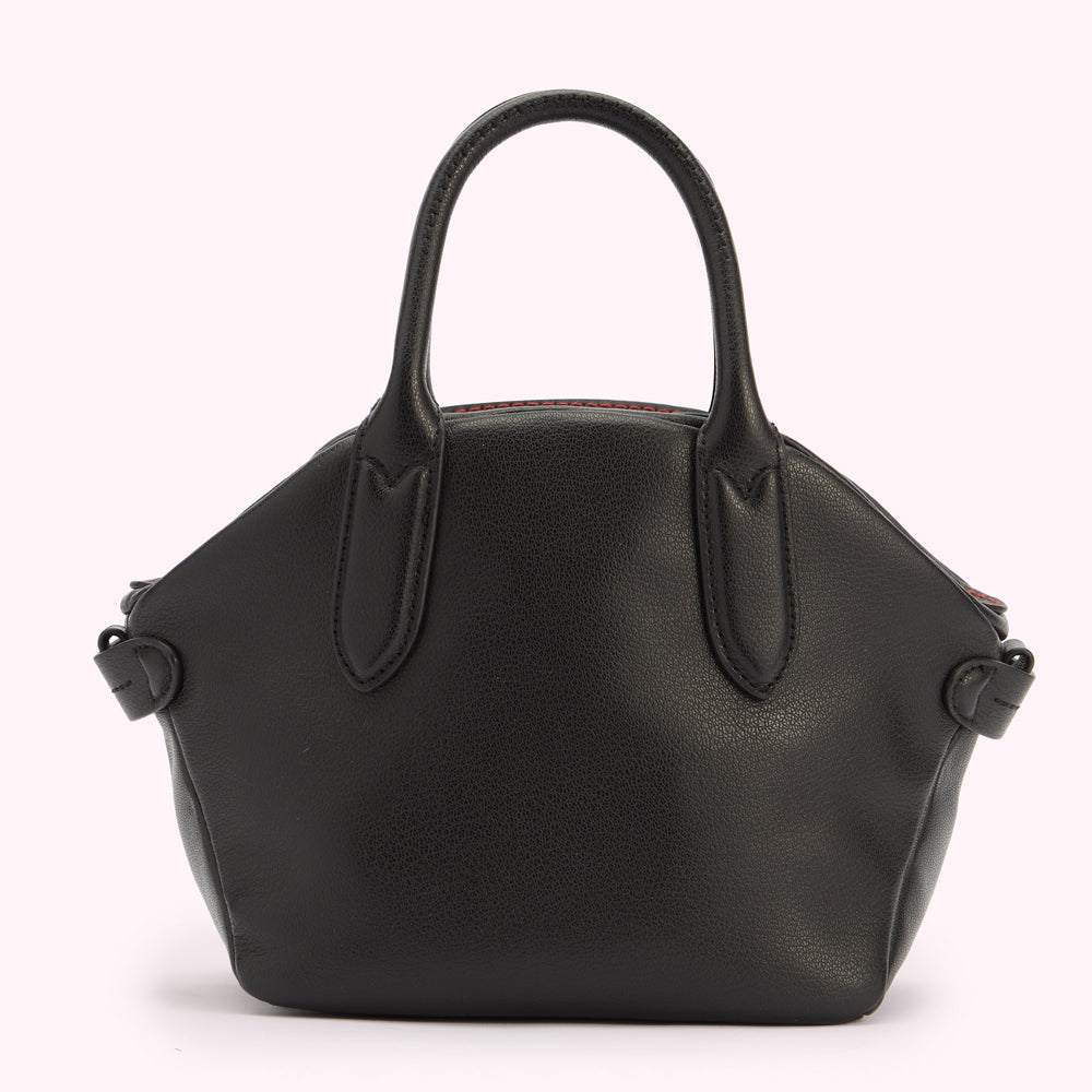 BLACK LEATHER SIMONE HANDHELD BAG