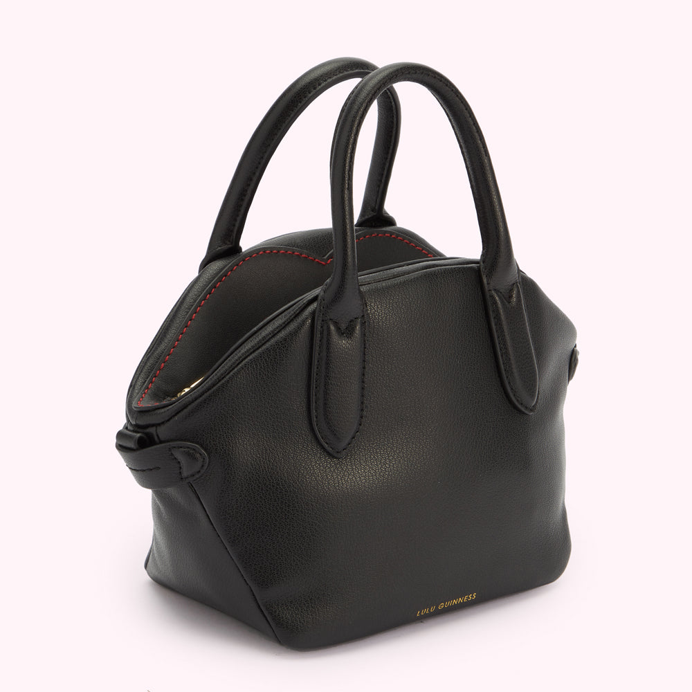 BLACK LEATHER SIMONE HANDHELD BAG