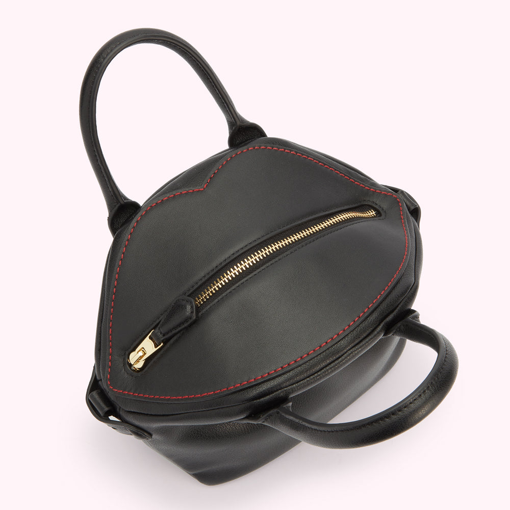 BLACK LEATHER SIMONE HANDHELD BAG
