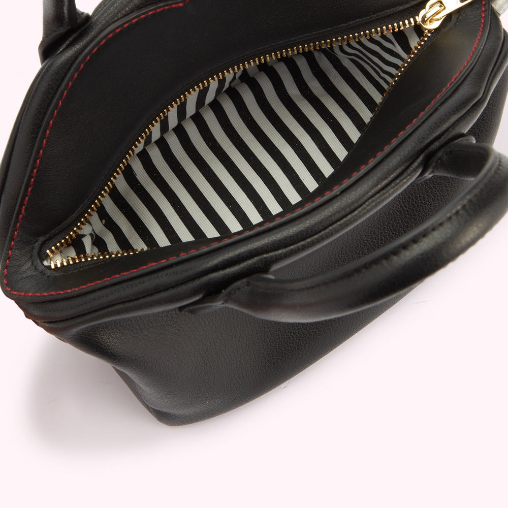 BLACK LEATHER SIMONE HANDHELD BAG
