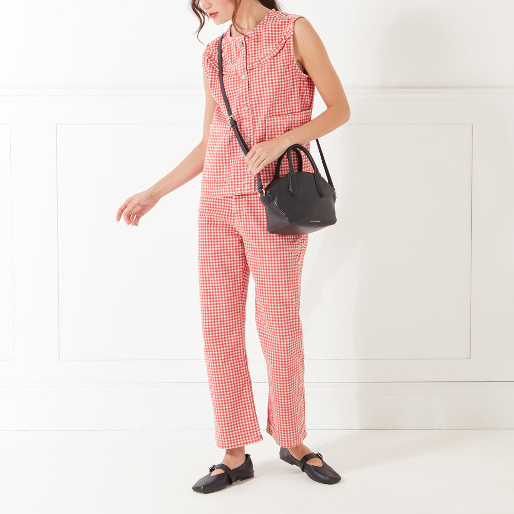 BLACK LEATHER SIMONE HANDHELD BAG
