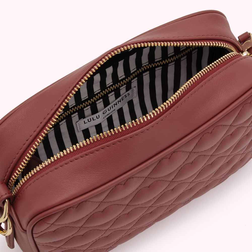 RUSSET QUILTED LIP LEATHER ASHLEY CROSSBODY BAG