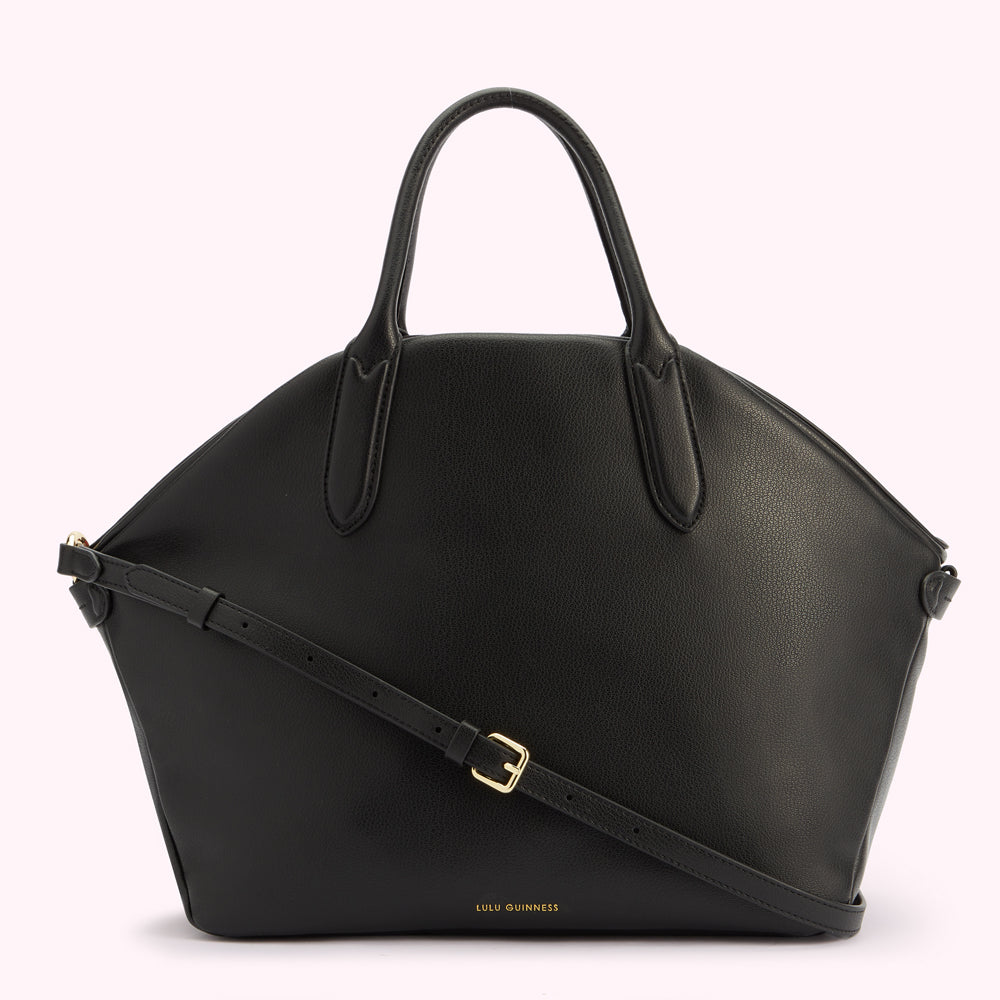 BLACK LEATHER SIMONE TOTE BAG
