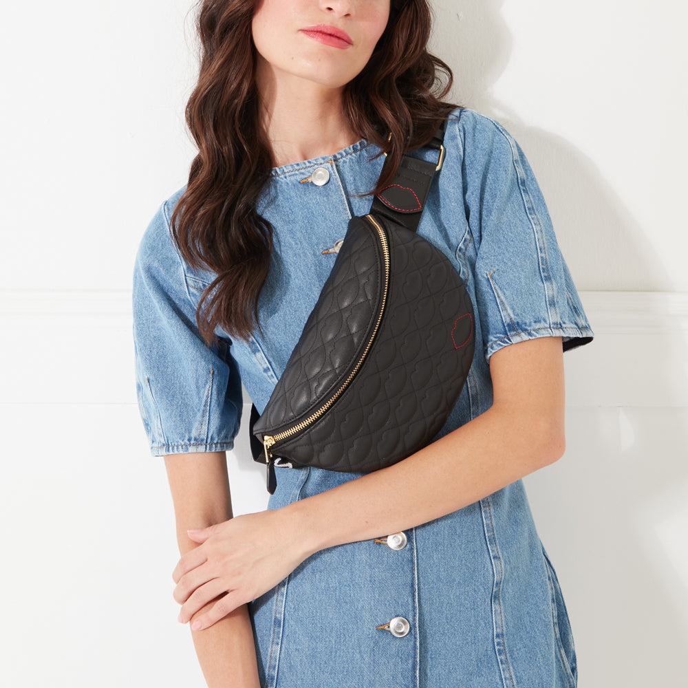 BLACK QUILTED LEATHER STEVIE BELT BAG