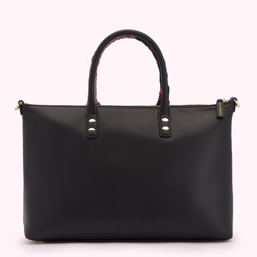 BLACK LEATHER SCARF FRANCES TOTE BAG
