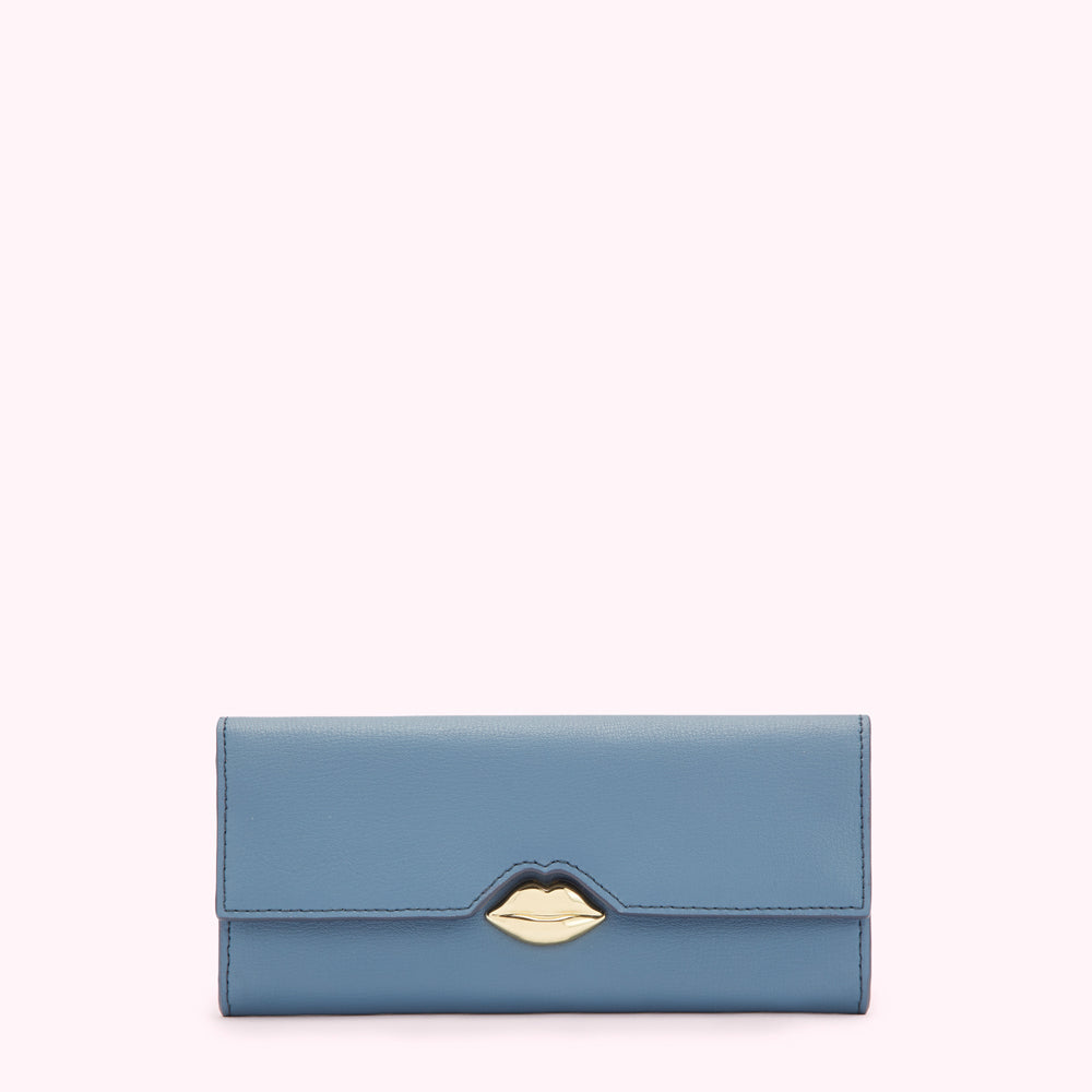 AIRFORCE BLUE LEATHER SOLID LIP CORA WALLET