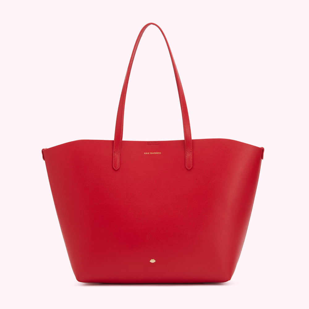 Red Lulu Guinness tote bag.