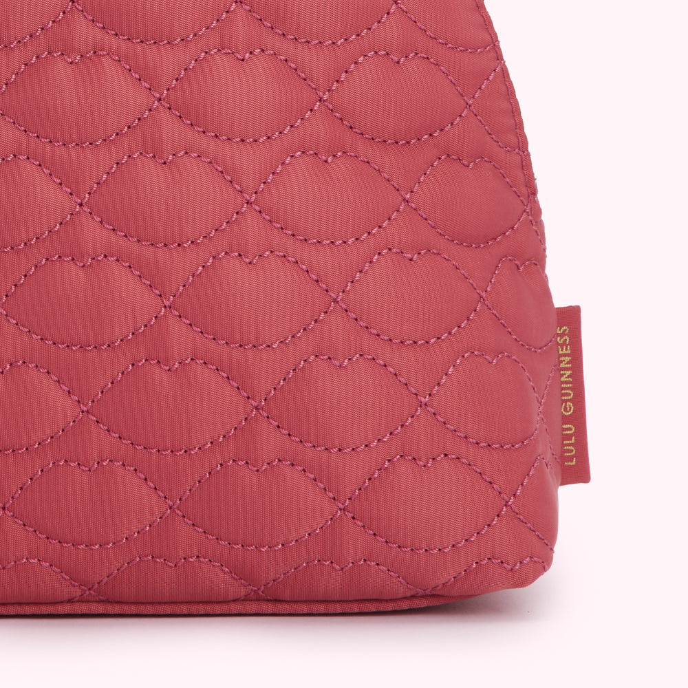 DUSTY PINK QUILTED LIPS CRESCENT WASH BAG