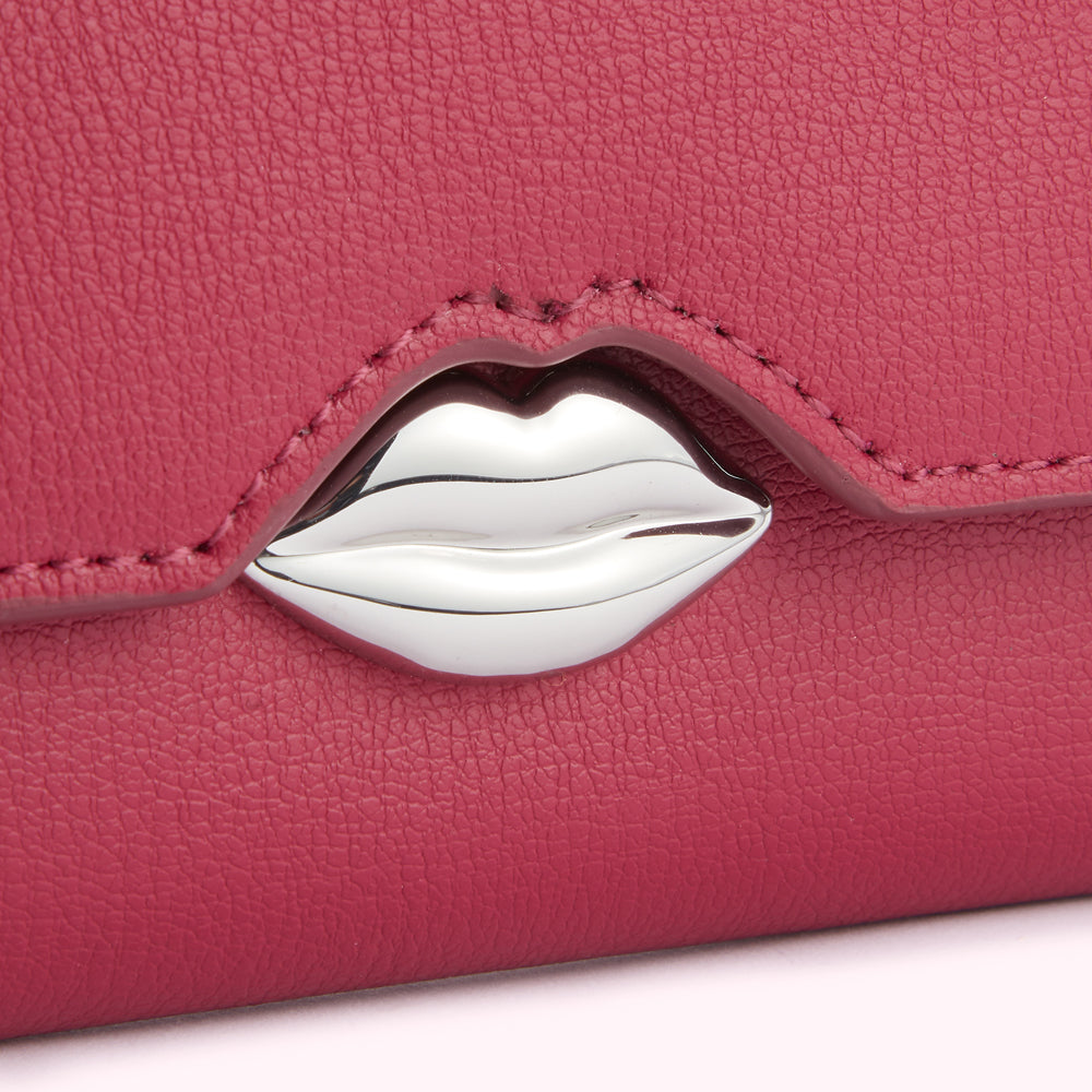RASPBERRY LEATHER SOLID LIP CORA WALLET