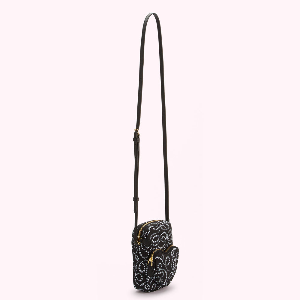 BLACK LULU PEARL DAVIS CROSSBODY BAG