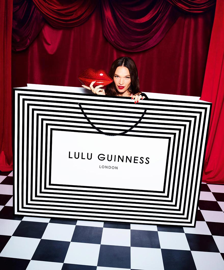 Lulu Guinness | Black Velvet Present Clutch Bag
