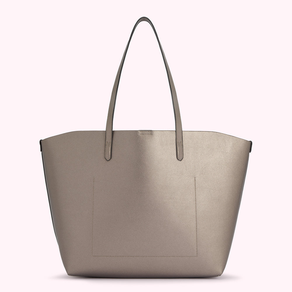 PEWTER LEATHER LARGE IVY TOTE BAG
