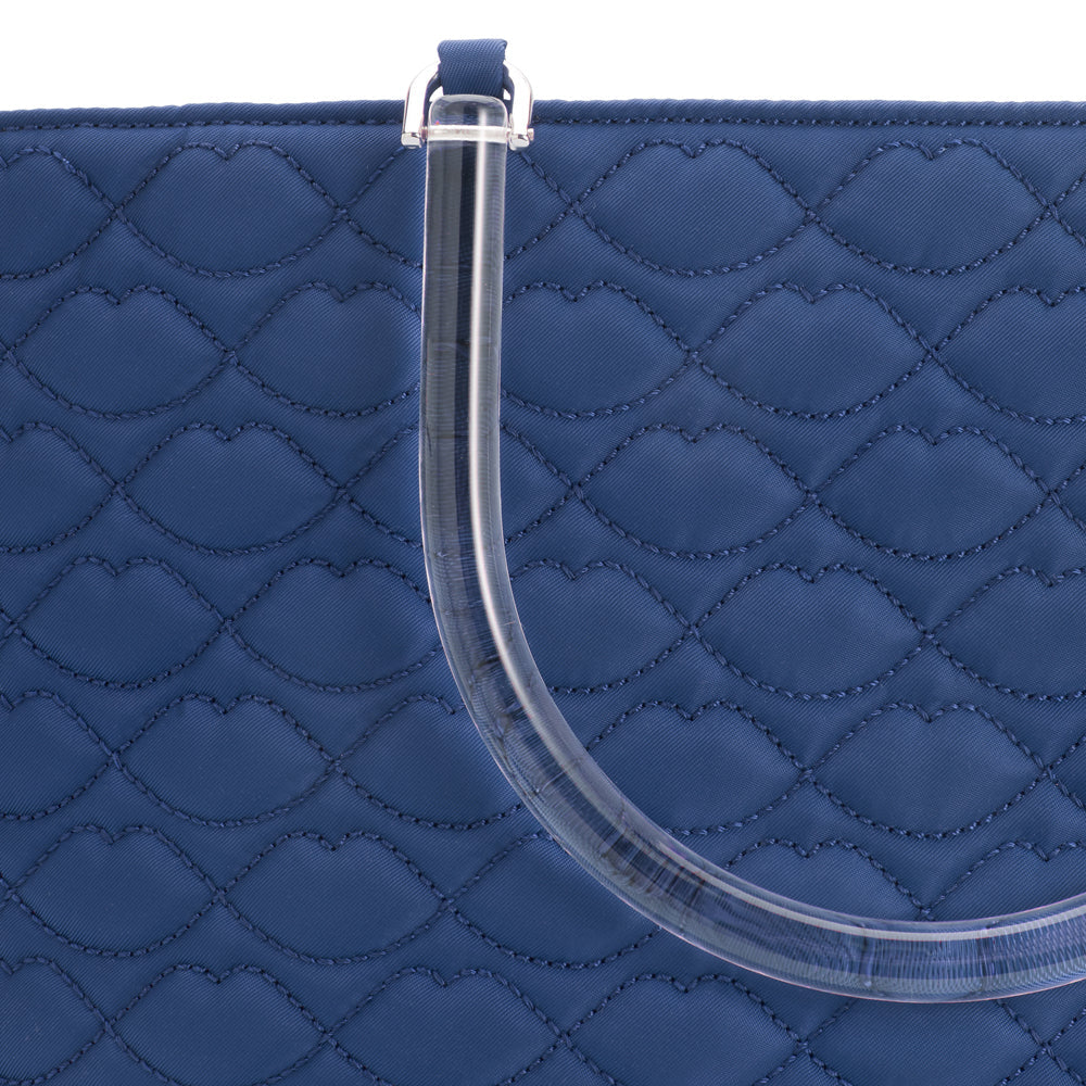 NAVY QUILTED LIPS LYRA TOTE BAG