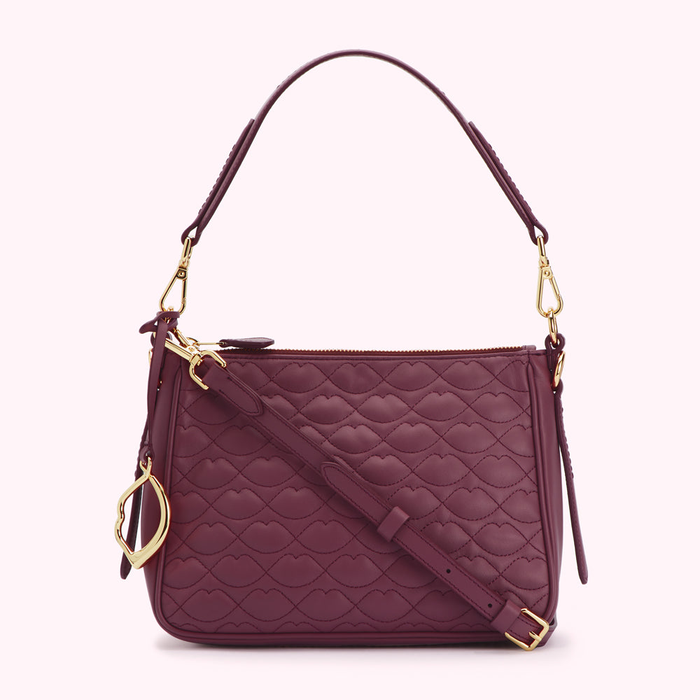PEONY SMALL QUILTED LIP LEATHER CALLIE CROSSBODY BAG