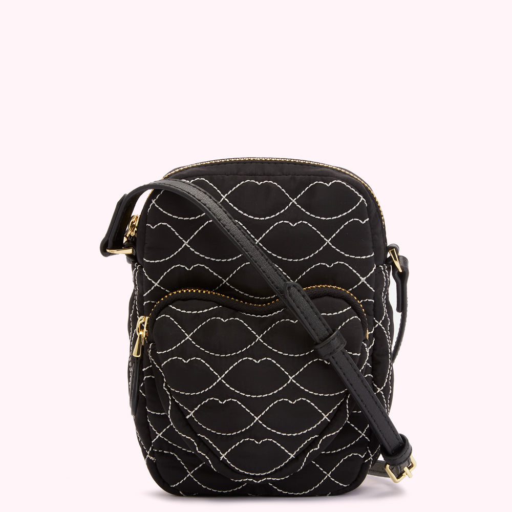 BLACK AND CHALK QUILTED DAVIS CROSSBODY BAG