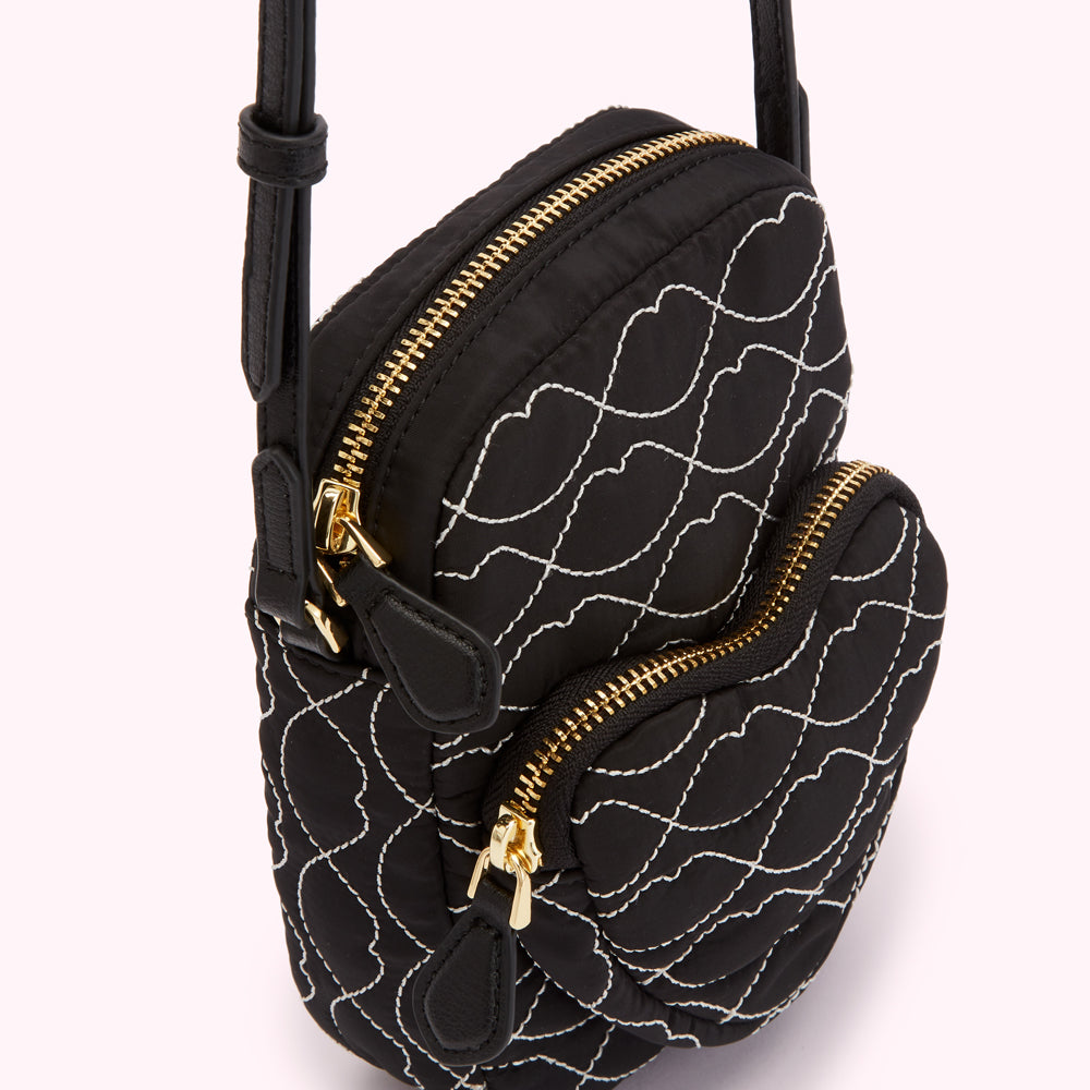 BLACK AND CHALK QUILTED DAVIS CROSSBODY BAG