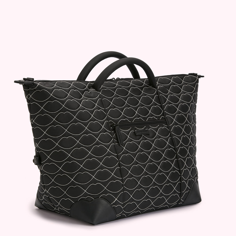 BLACK AND CHALK QUILTED FENELLA HOLDALL